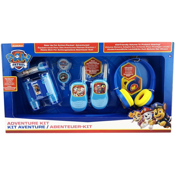 EKIDS Paw Patrol, Adventure & Music Gift Set. Volume Friendly Heaphones, Push to Talk Walkie Talkies, Compass, Flashlight and Binoculars BMDPWV302