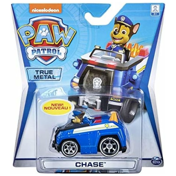 Pat Patrouille vehicule en Metal : Chien Chase avec Fourgon de Police 7 cm - Voiture Miniature en Metal - nouveauté