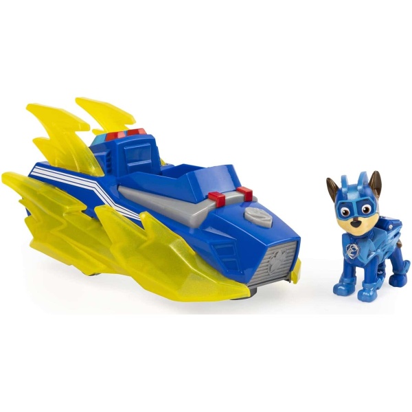 Paw Patrol La Pat' Patrouille - 6056840 - Véhicule + Figurine Mighty Pups Charged Up - Chase - Jeu jouet enfant Multicolore