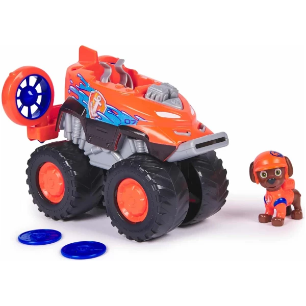 Paw Patrol - Pat Patrouille - Véhicule Figurine Zuma Rescue Wheels - Voiture Figurine Pat Patrouille À Collectionner - 2 Projectiles - Pat Patrouille Jouet - Voiture Enfant - Jouet Enfant 3 Ans et +