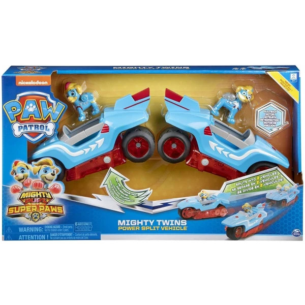 Spin Master Paw Patrol - Mighty Pups Super Paws - Mighty Twins 2-in-1 Power Split Vehicle