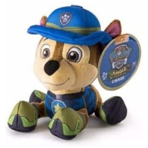 cavernedesjouets pour Pat Patrouille - Peluche Chase 22 cm Chiot Policier - Mission Jungle Rescue - Set Jouet Enfant et Carte Animal